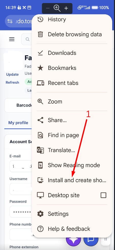 Chrome izbornik sa stavkom za instalaciju